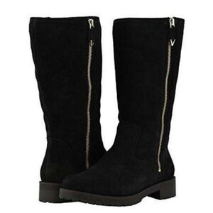 Vionic Mystic Mica Boots Black Suede Knee-High Boots Sherpa Size 9
